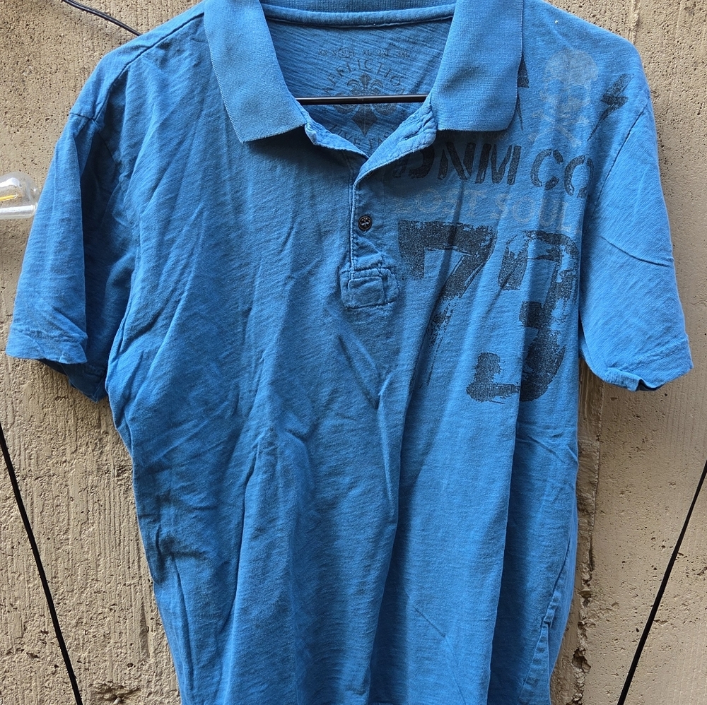 Affliction "Live Fast" Blue Graphic Polo Shirt